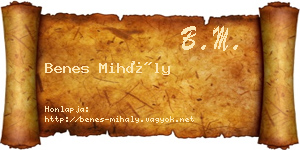 Benes Mihály névjegykártya